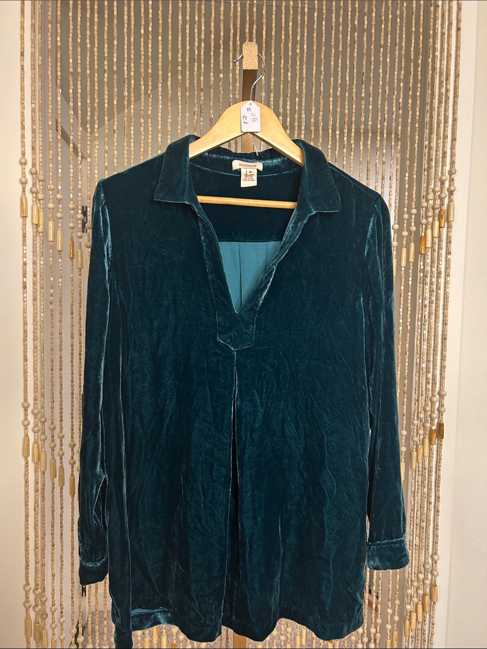 Sundance Teal Velvet Tunic Size M